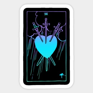 3 of Swords Tarot Card Rider Waite Witchy Sticker